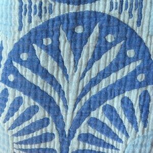 KING Periwinkle MCM Ginkgo Bedspread Organic Cotton 2 Side Loom Weave NEW